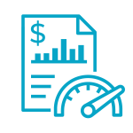 Blue icon of marketing budget graph and barometer