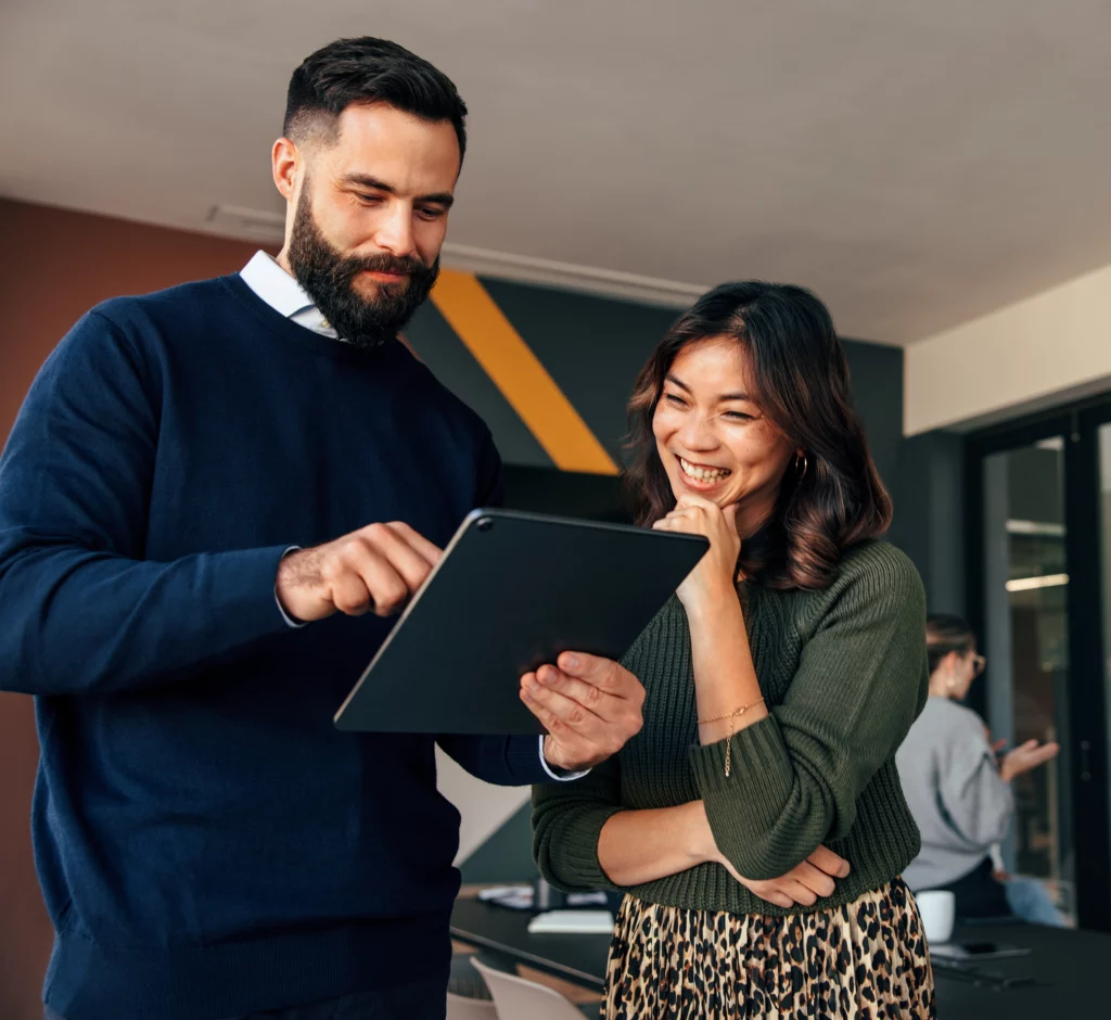 Two Marketing Procurement professionals using Agency Search